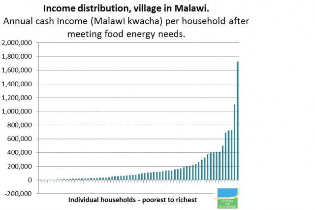 Income distribution, village in Malawi (2012)